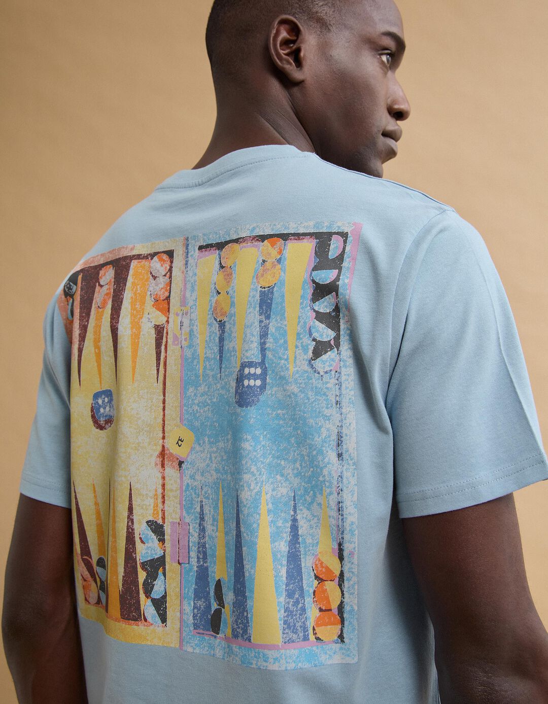 T-shirt Estampada, Homem, Azul Claro