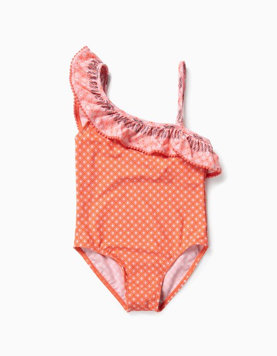 FATO DE BANHO PARA MENINA 'POMPONS', CORAL