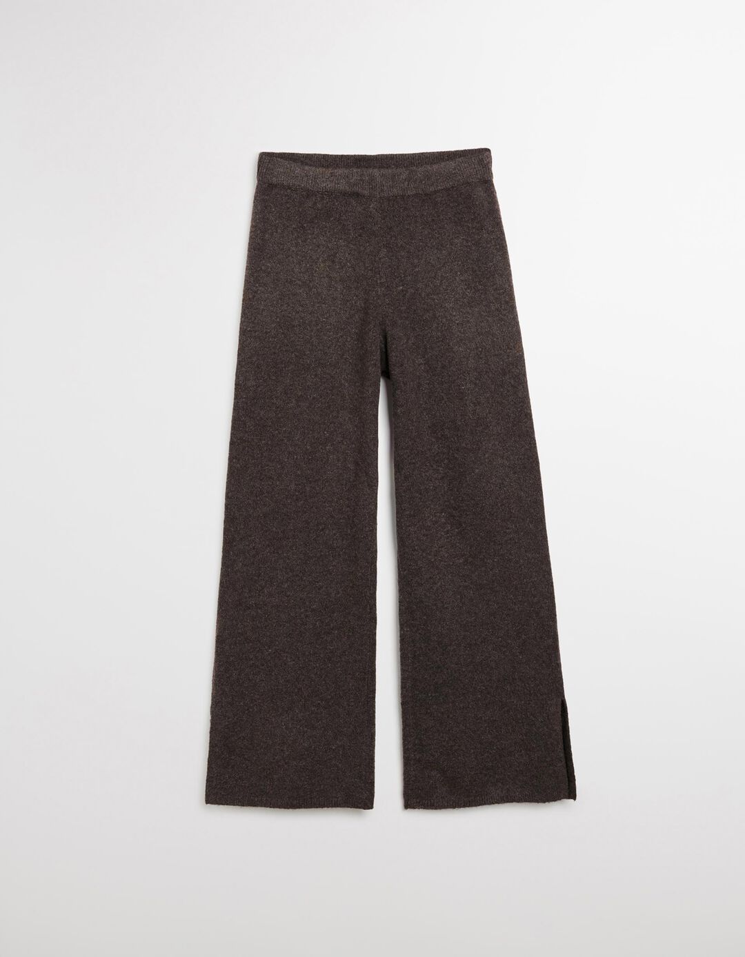 Calças de Malha com Lã, Mulher, Castanho Escuro