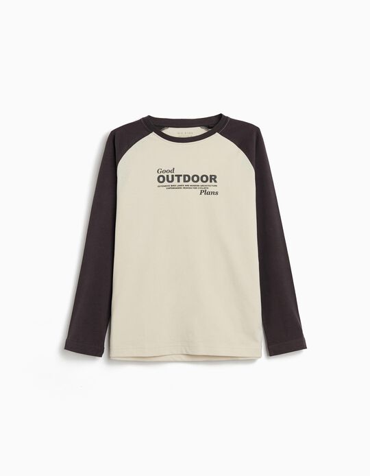 Comprar Online T-shirt Manga Comprida Estampado, Menino, Cinzento Escuro