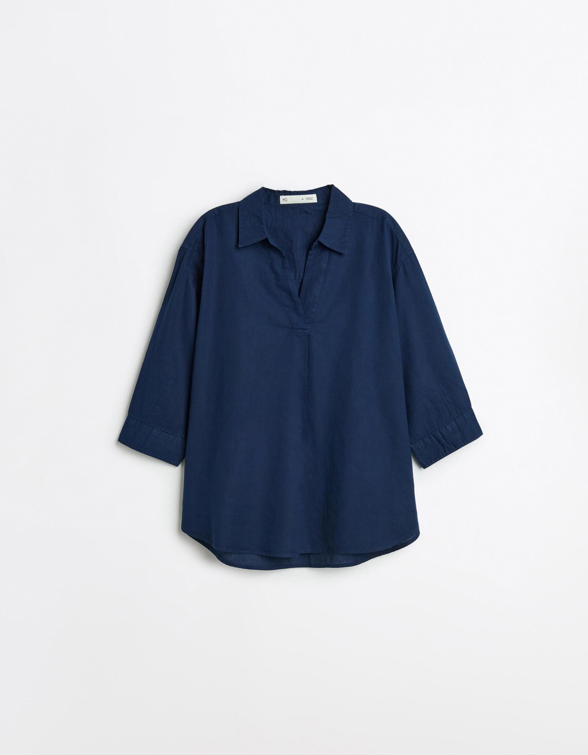 Comprar Online Blusa com Linho, Mulher, Azul Escuro