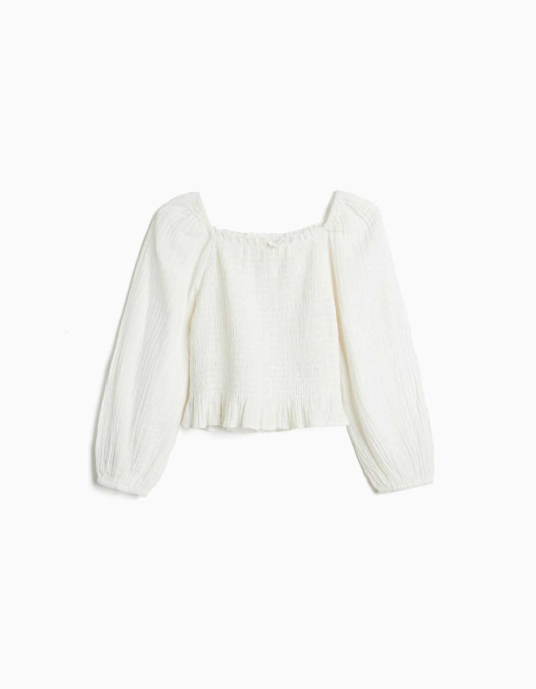Blusa de Manga Comprida, Menina, Branco