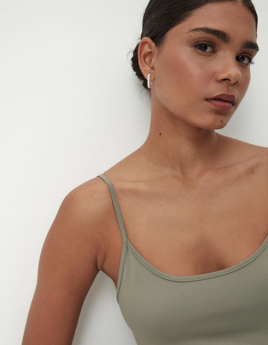 Top de Alças Finas, Mulher, Verde Escuro