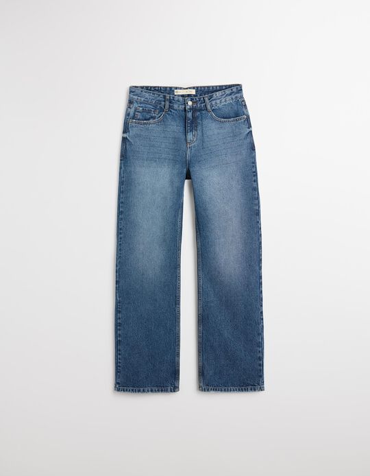 Comprar Online Calças de Ganga Wide Leg, Mulher, Azul Escuro