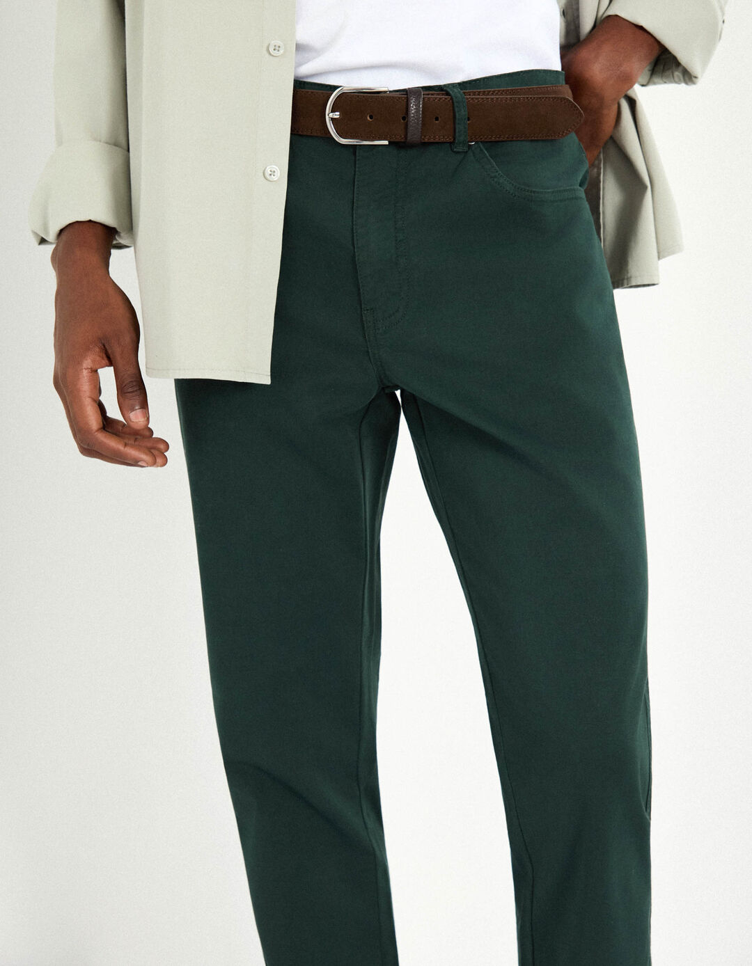 Calças 'Slim Fit', Homem, Verde Escuro