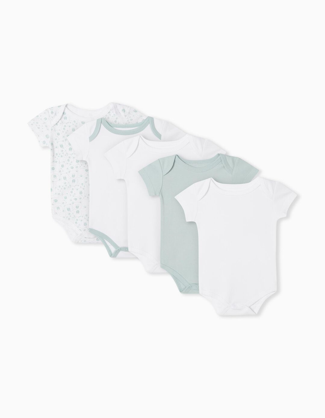 5 Short Sleeve Bodysuits Pack, Baby Boys, Multicolour