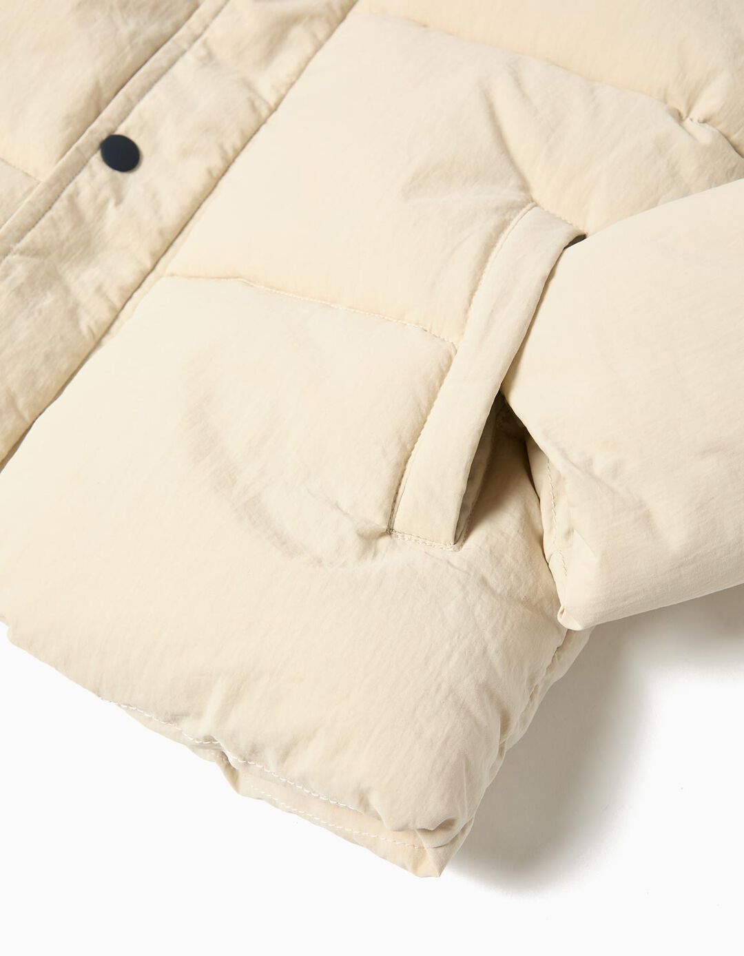 Casaco Acolchoado com Capuz, Menino, Bege