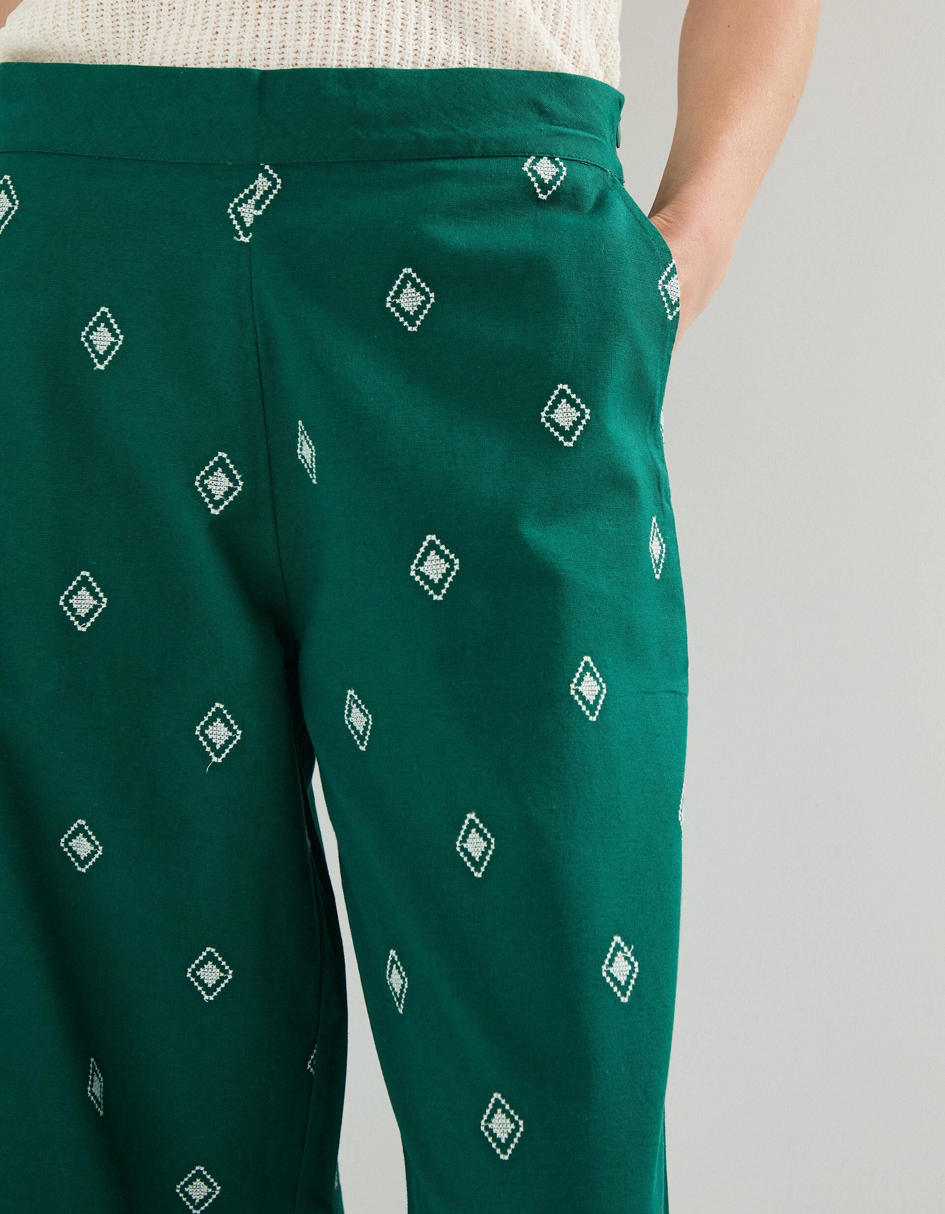 Comprar Online Cal&ccedil;as Culotte com Linho, Mulher, Verde 