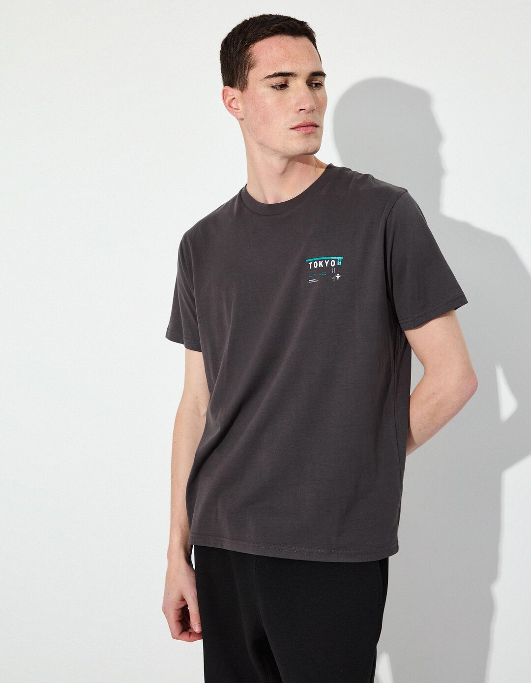 T-shirt Estampado, Homem, Castanho Escuro