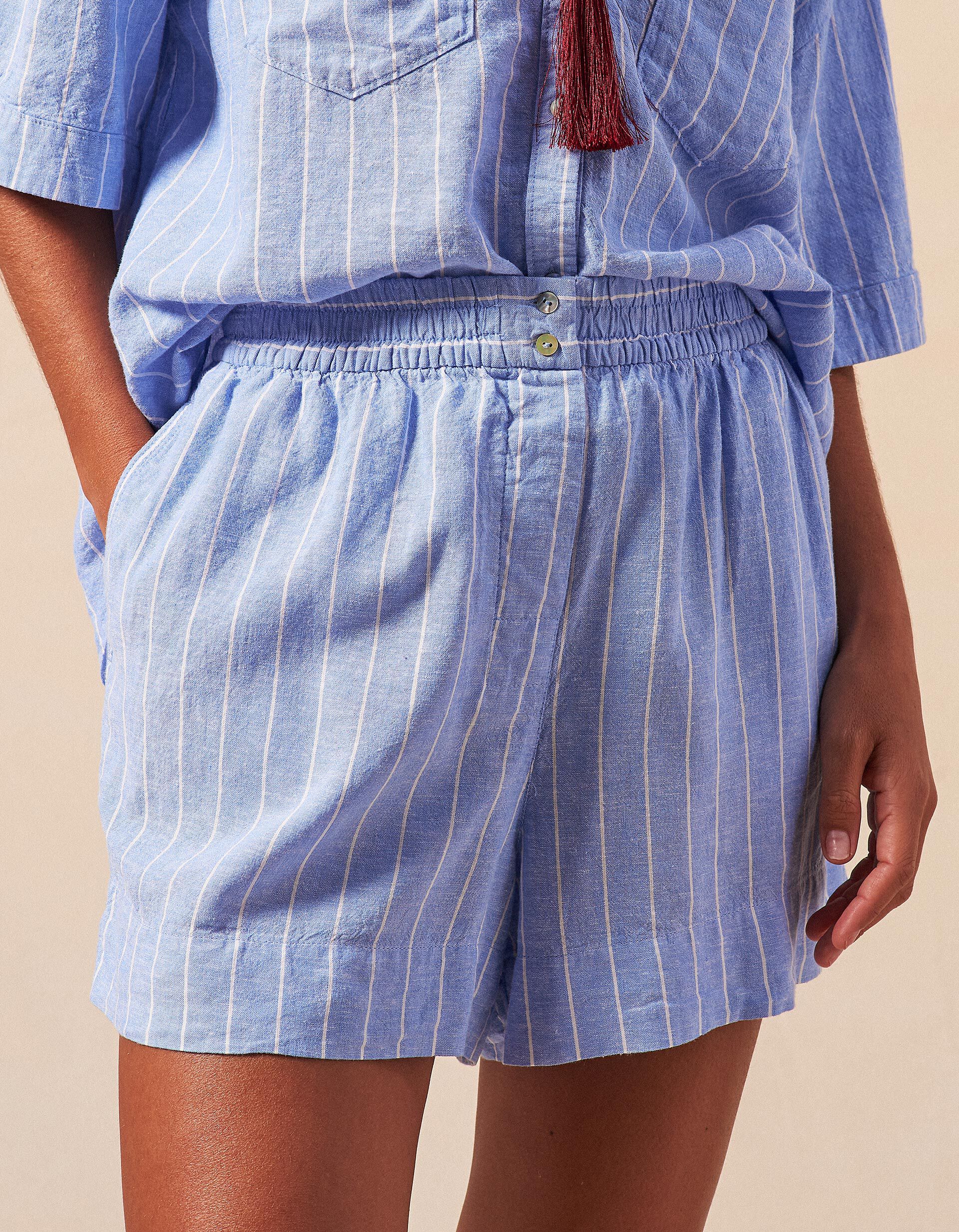 Comprar Online Cal&ccedil;&otilde;es com Linho, Mulher, Azul