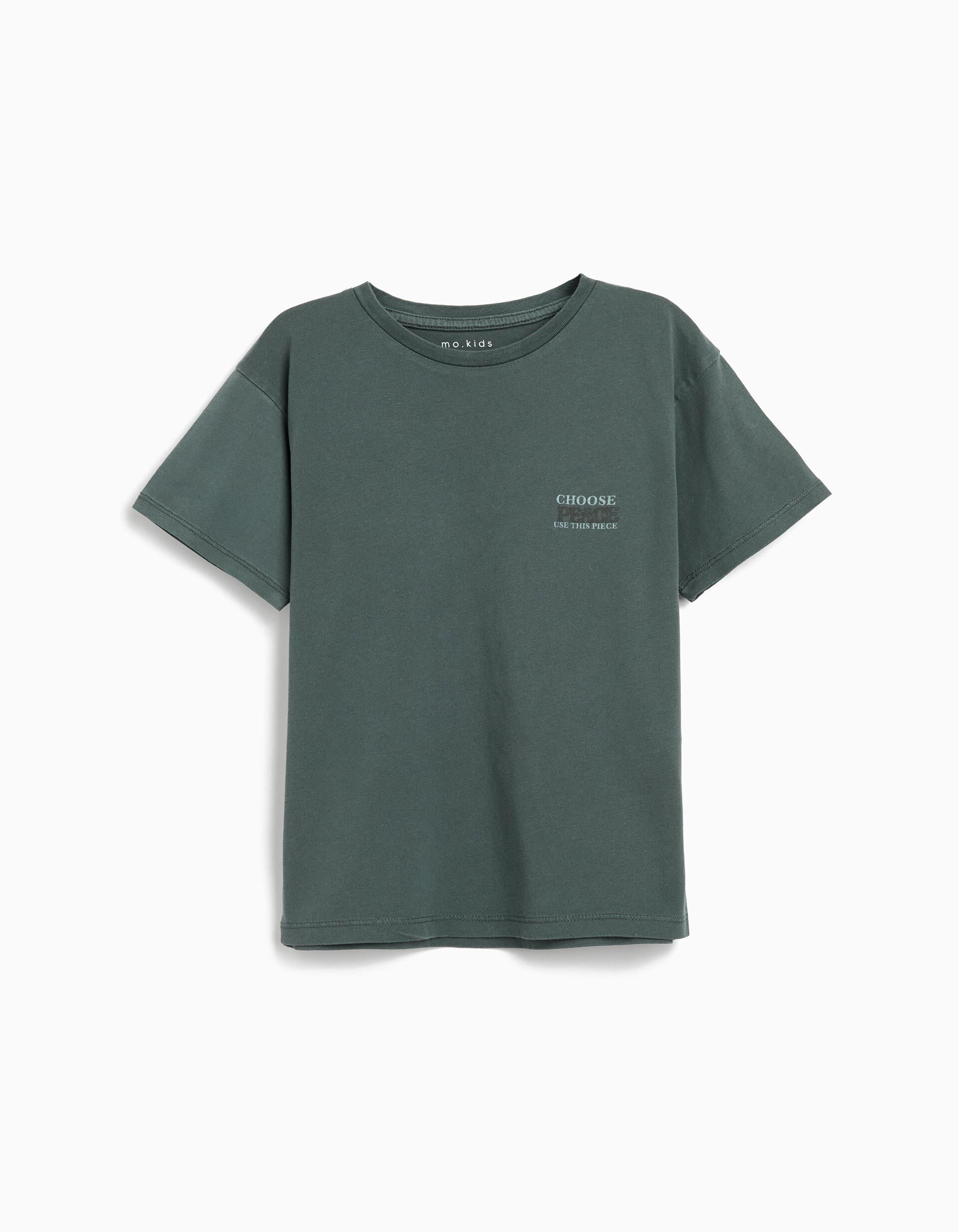 Comprar Online T-shirt 'Peace Language', Menino, Verde Escuro