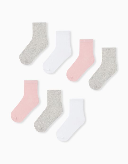 7 Pairs of Socks Pack, Girls, Multicolour