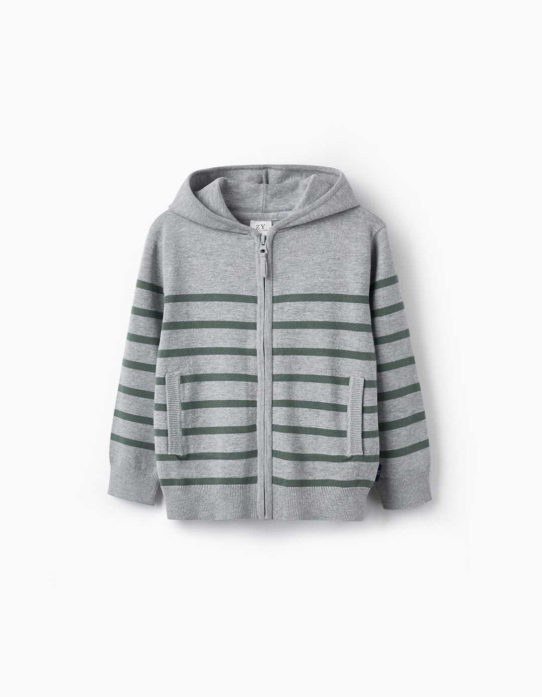 Striped Knit Jacket for Boys, Grey/Green