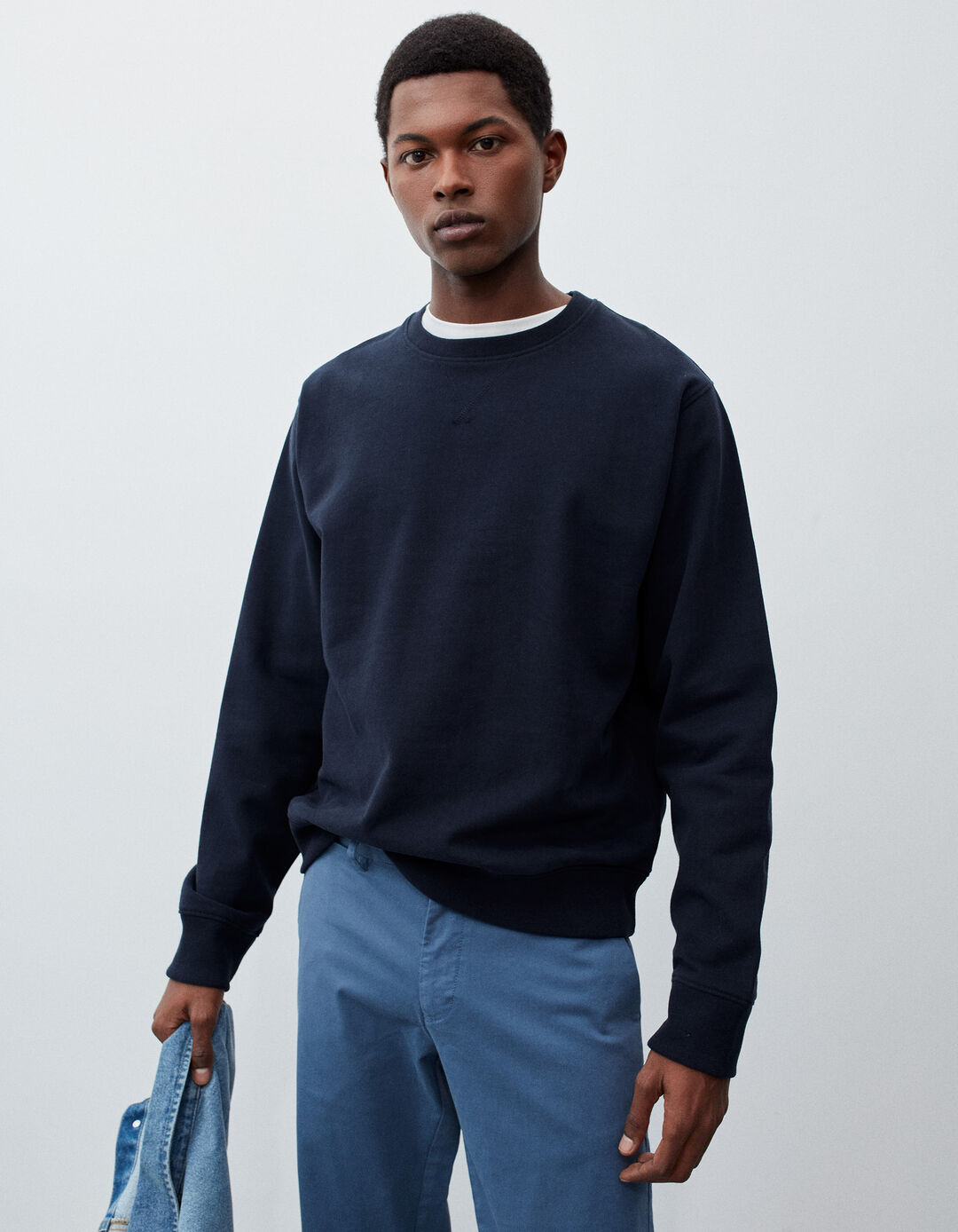 Round Neck Sweatshirt, Men, Dark Blue