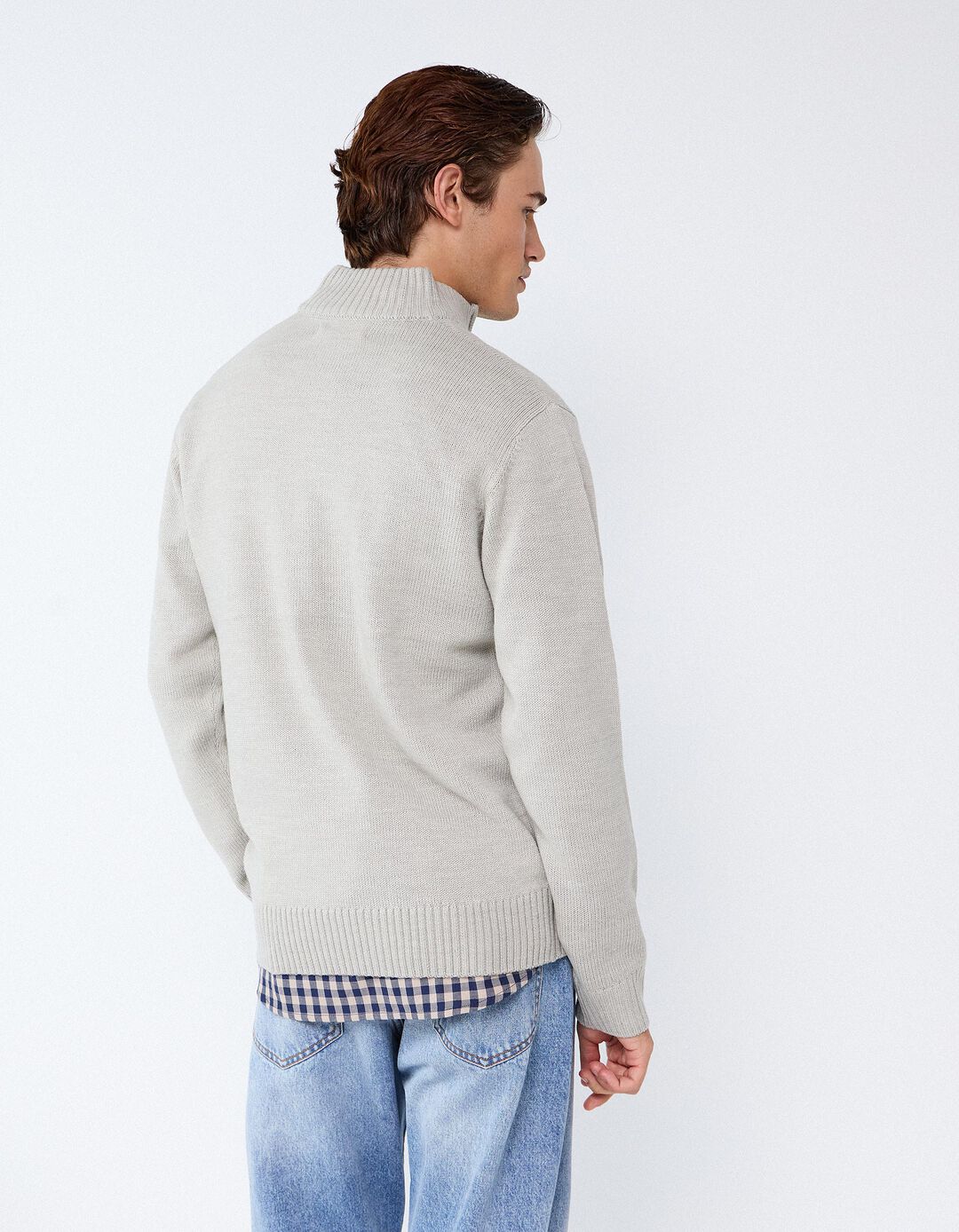 Sweater De Gola Alta, Homem, Cinzento Claro