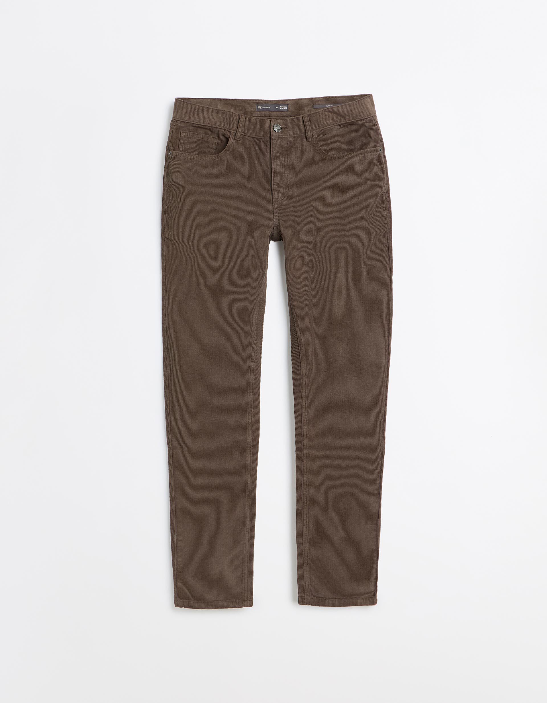Comprar Online Cal&ccedil;as De Bombazina Slim-Fit, Homem, Castanho Escuro