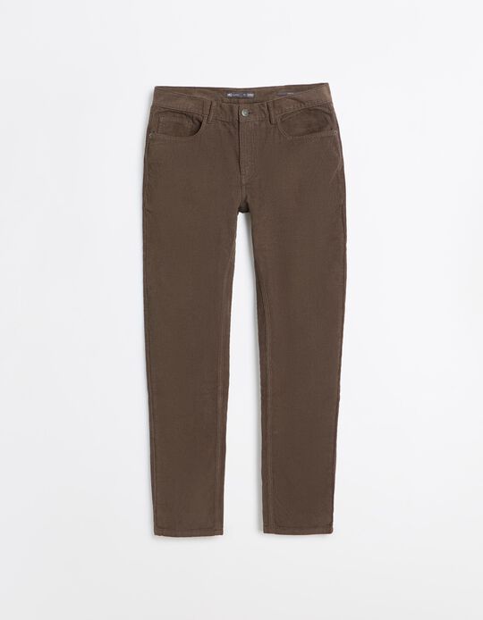 Comprar Online Cal&ccedil;as De Bombazina Slim-Fit, Homem, Castanho Escuro
