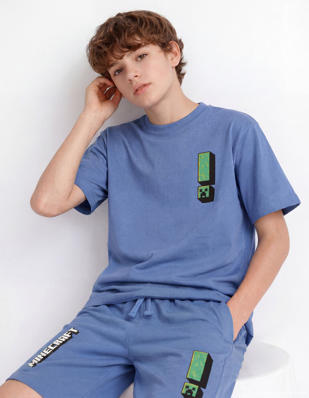 T-shirt 'Minecraft', Menino, Azul