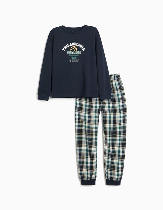 Comprar Online Pijama Xadrez, Menino, Azul Escuro