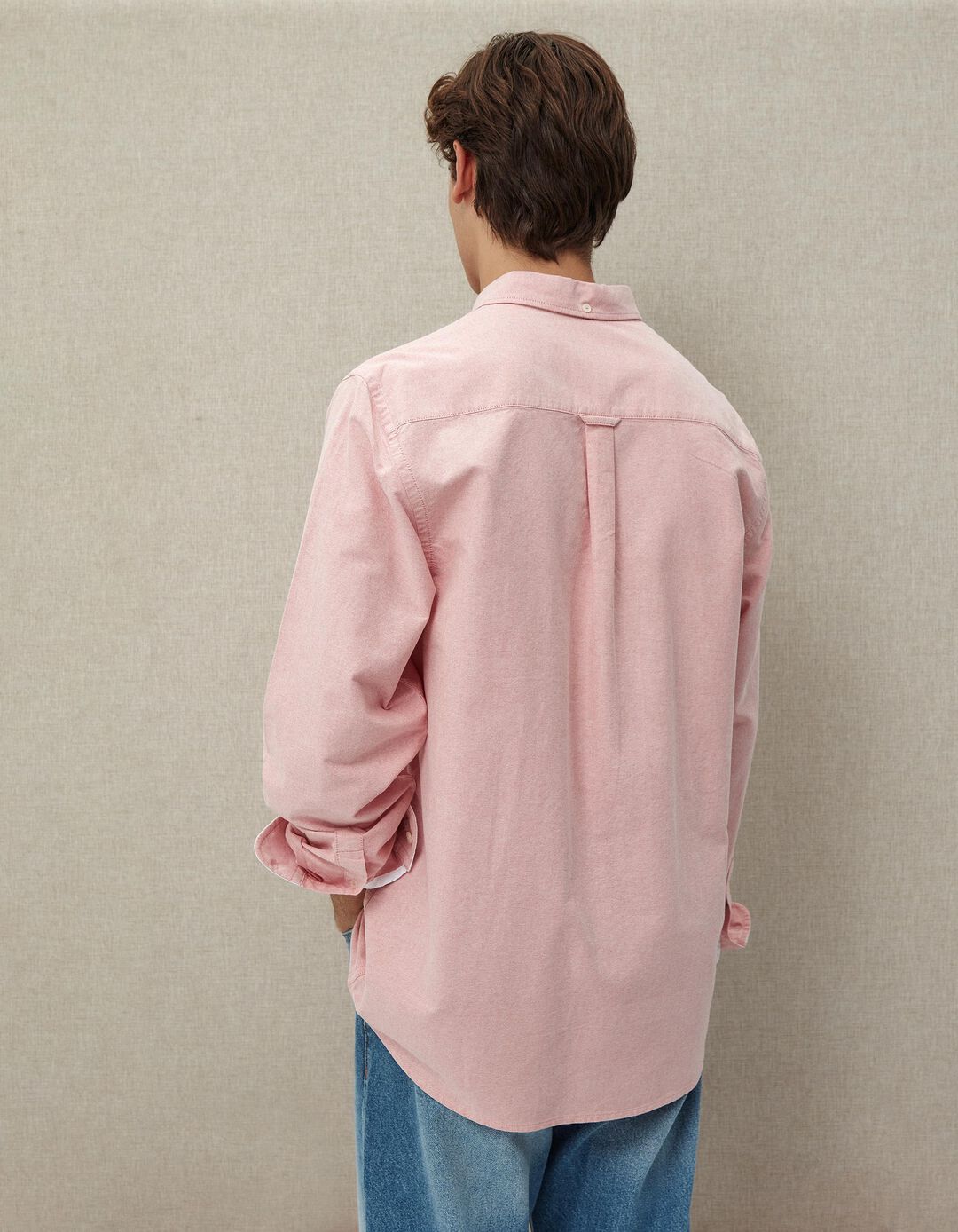 Camisa de Manga Comprida Oxford, Homem, Rosa Claro