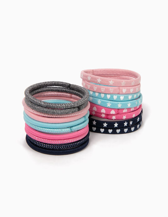 Pack 18 El&aacute;sticos para Cabelo Lisos e Estampados