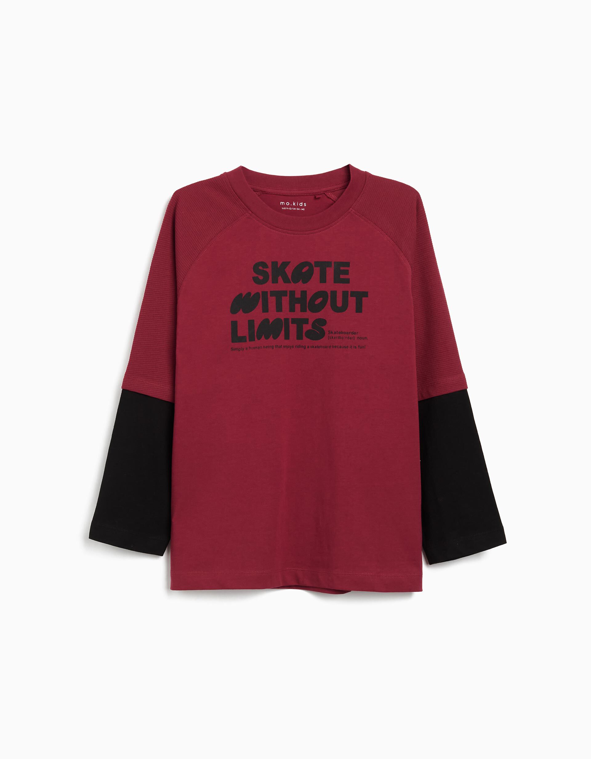 Comprar Online T-shirt de Manga Comprida Estampado, Menino, Vermelho Escuro