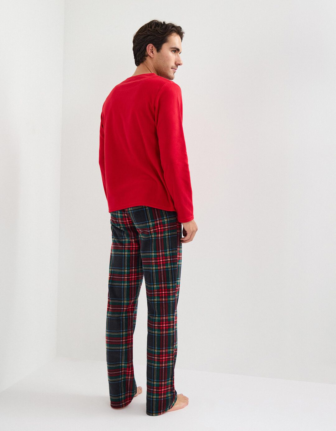 Pijama Polar Natal, Homem, Vermelho Escuro 