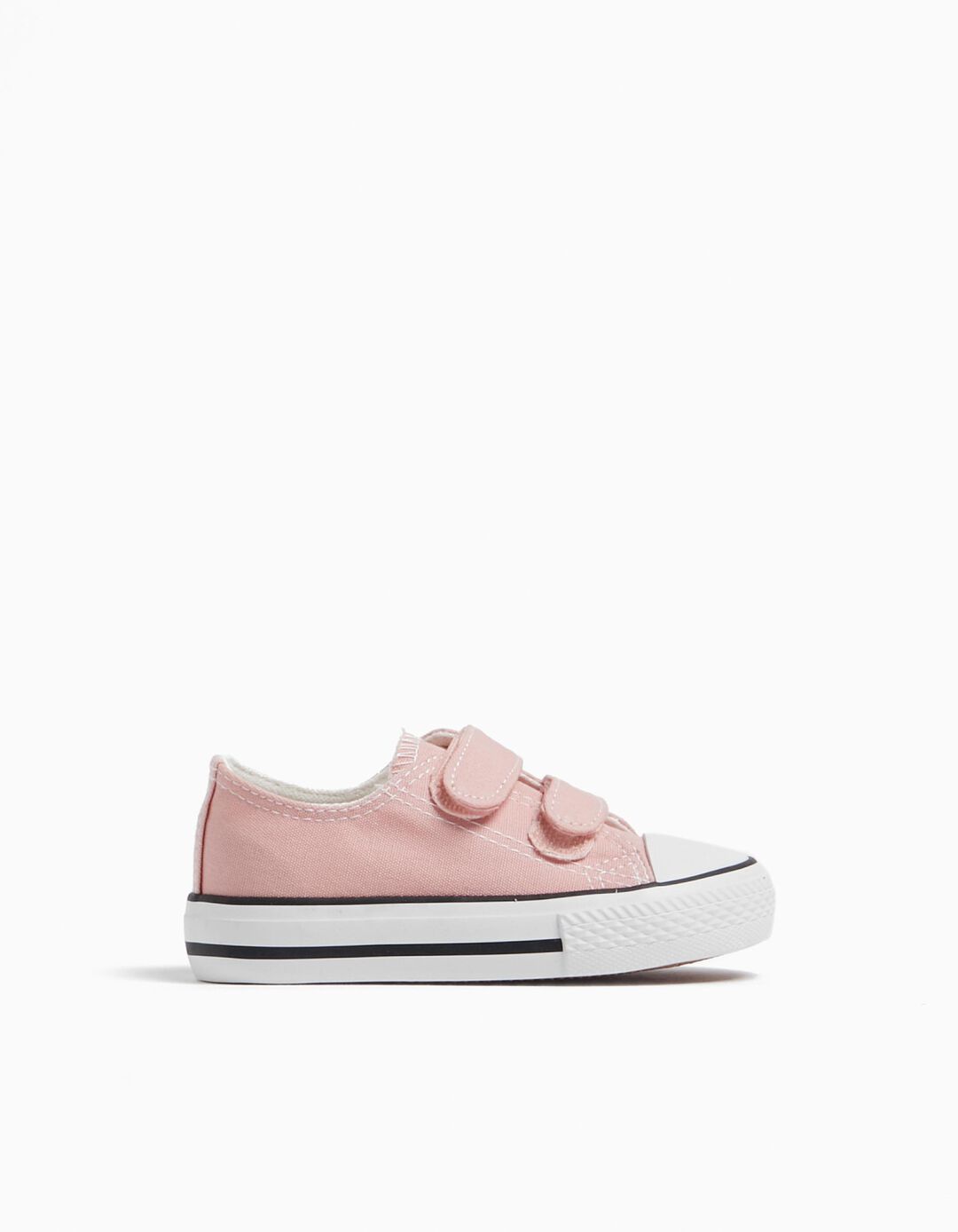 Canvas Sneakers with Self-Adhesive Straps, Baby Girl, Pink