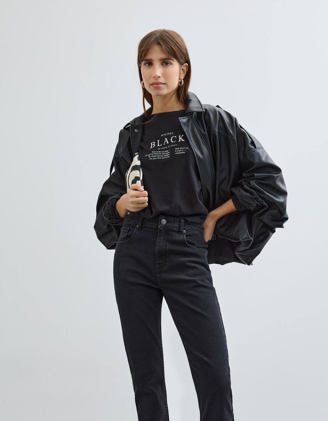 T-shirt Manga Comprida, Mulher, Preto