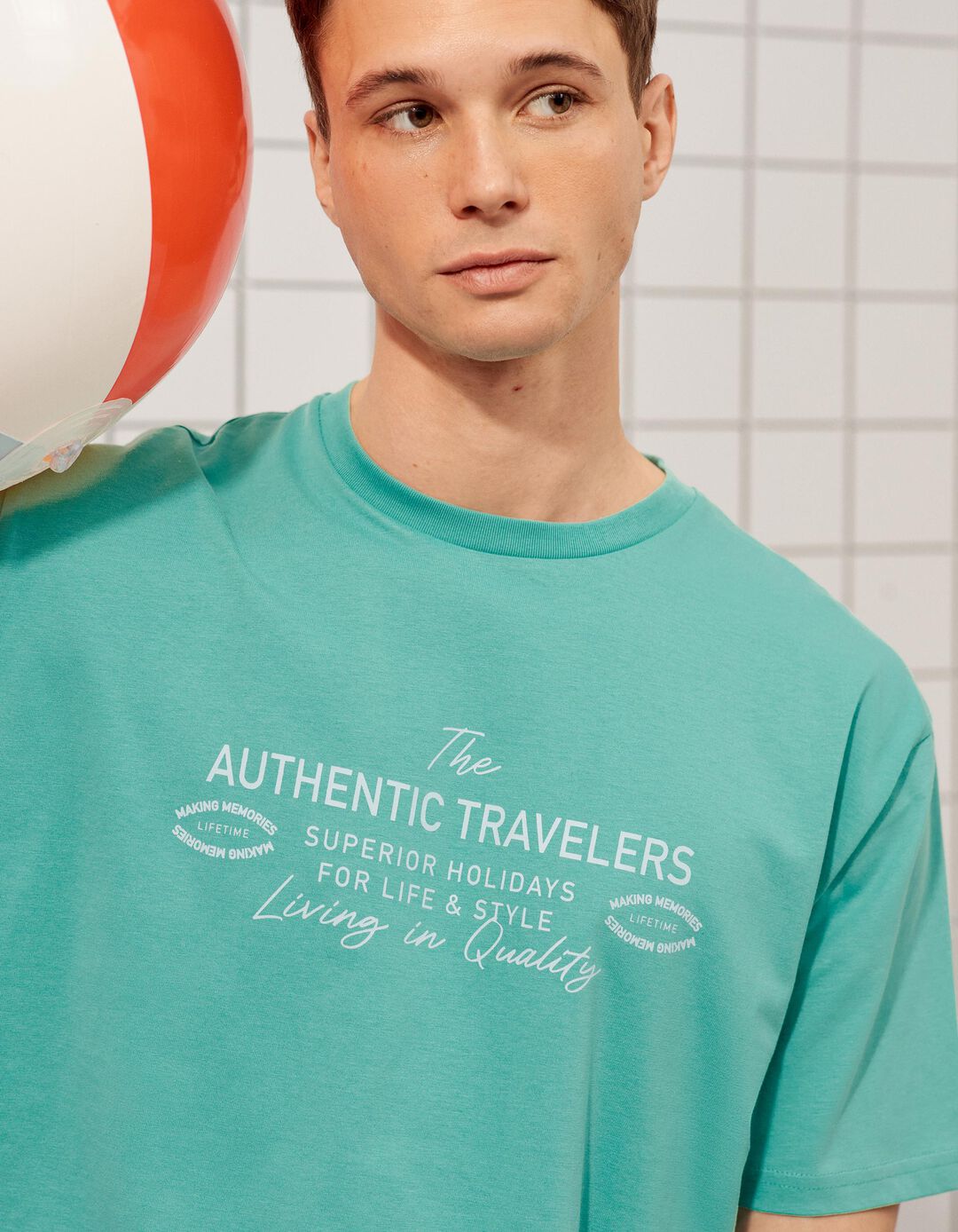 T-shirt Estampada, Homem, Verde Claro 
