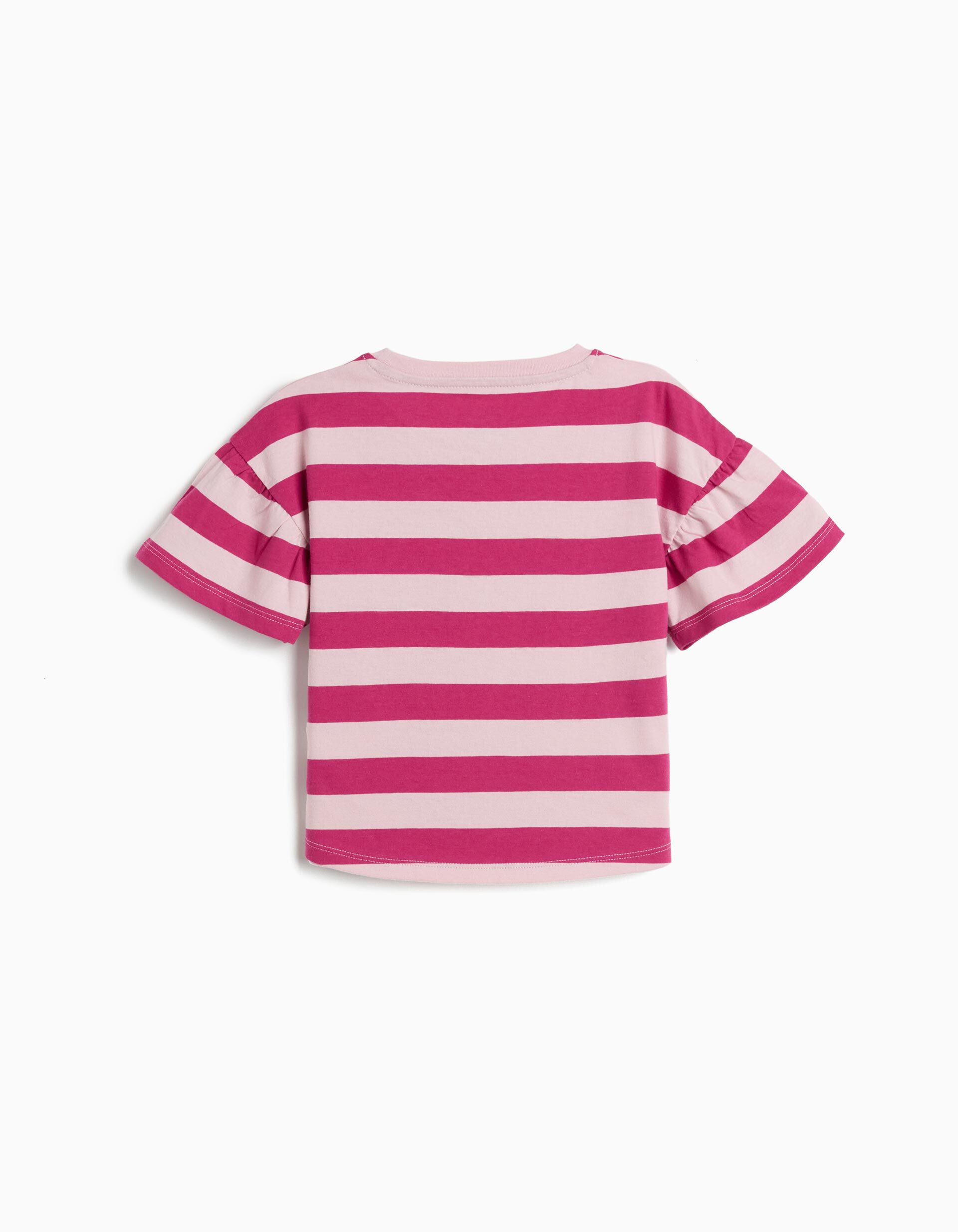 Comprar Online T-shirt Riscas, Menina, Rosa Escuro
