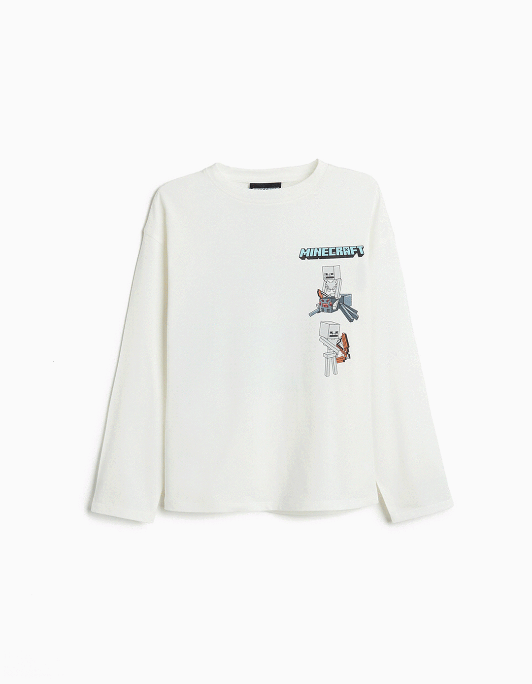 T-shirt Manga Comprida 'Minecraft', Menino, Branco