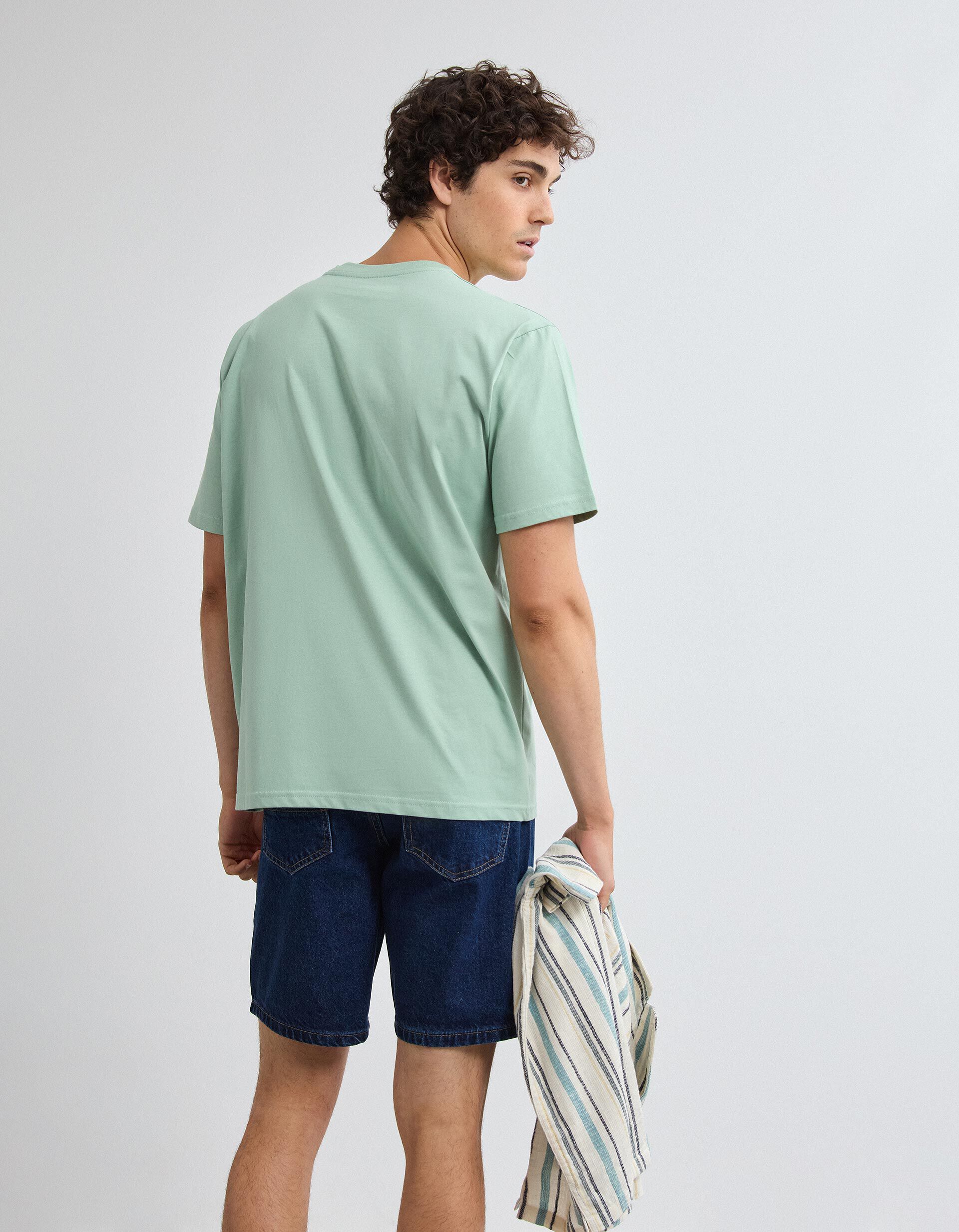 Comprar Online T-shirt Jersey Estampada, Homem, Verde Claro