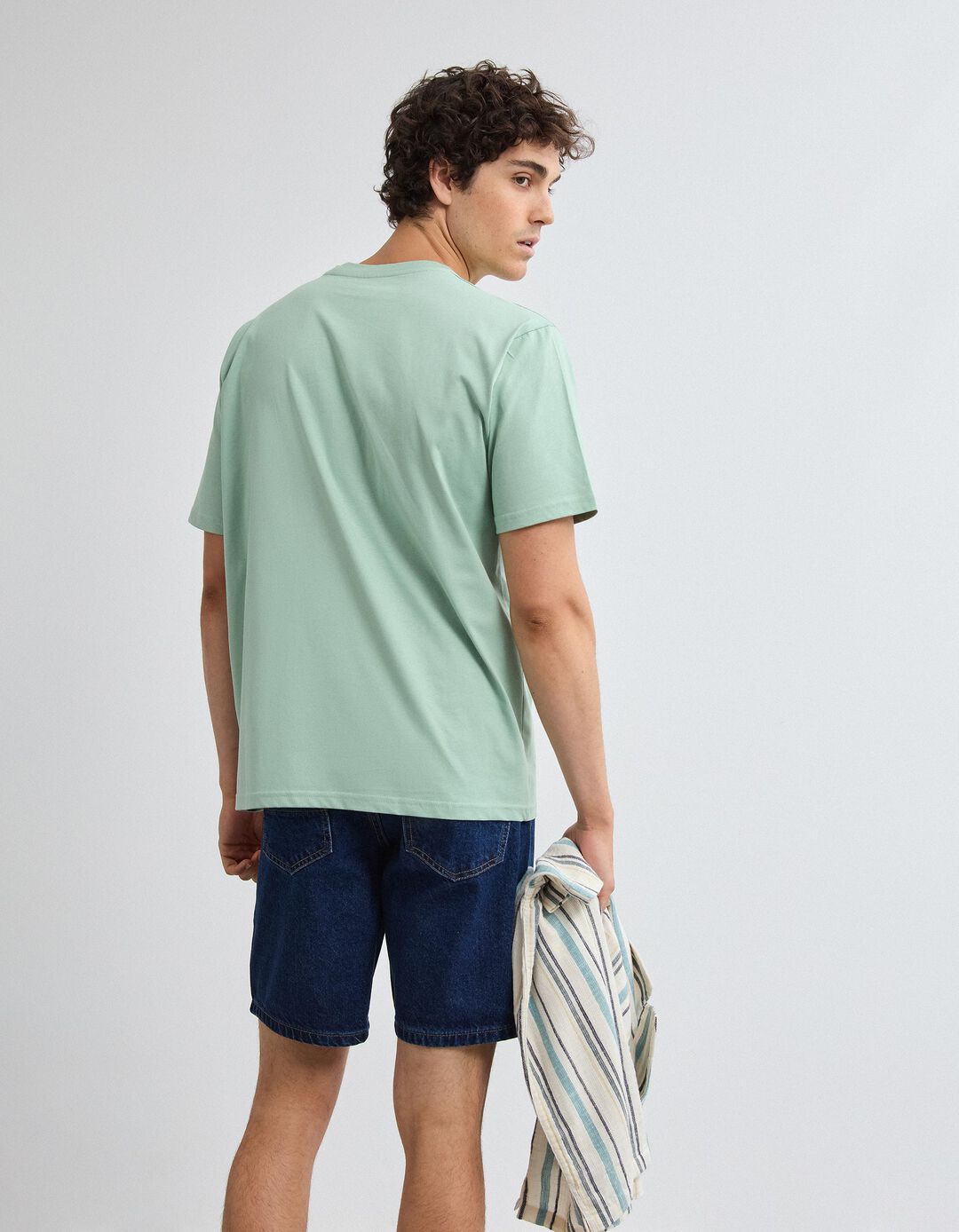 T-shirt Jersey Estampada, Homem, Verde Claro