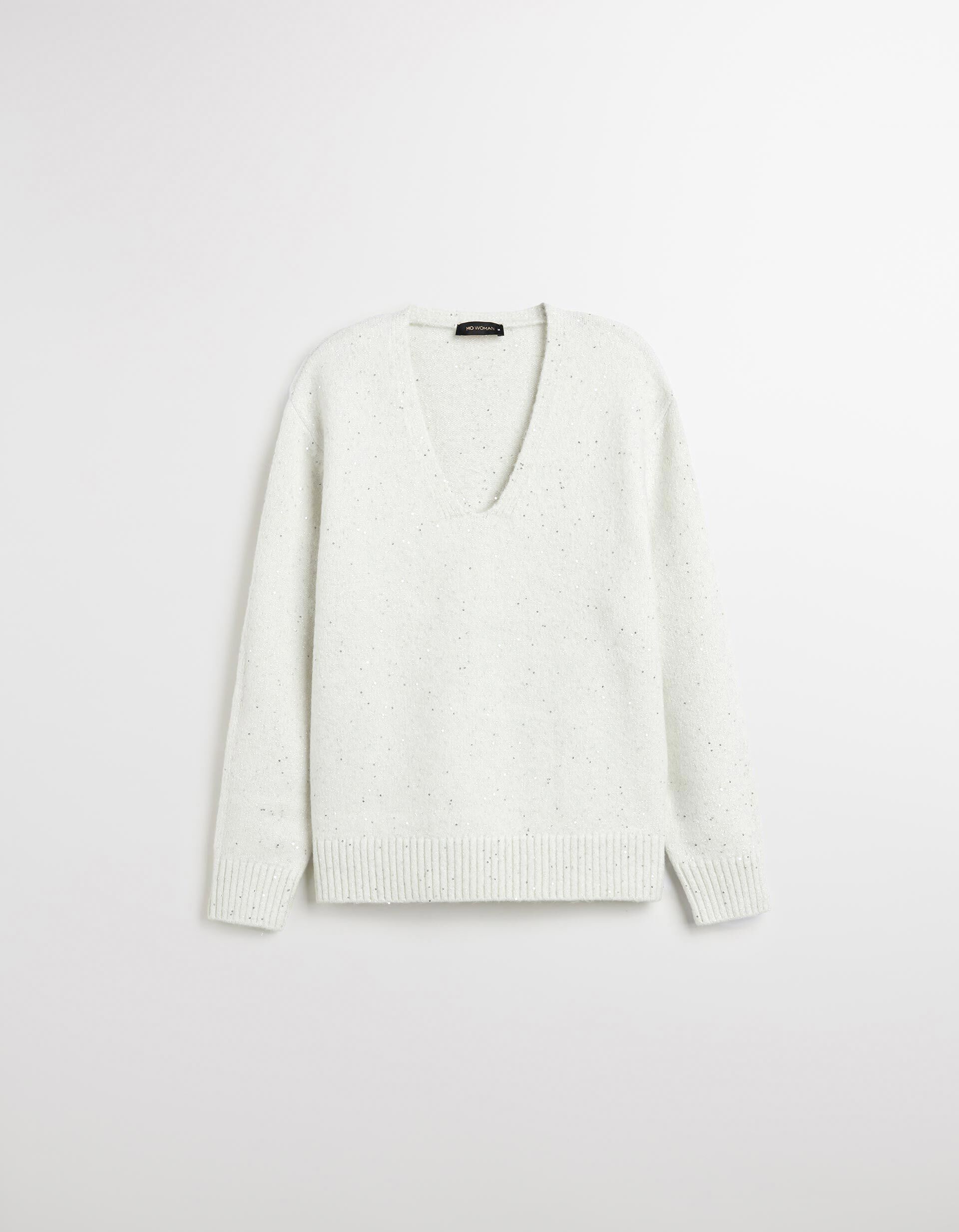 Comprar Online Camisola com Lantejoulas, Mulher, Branco