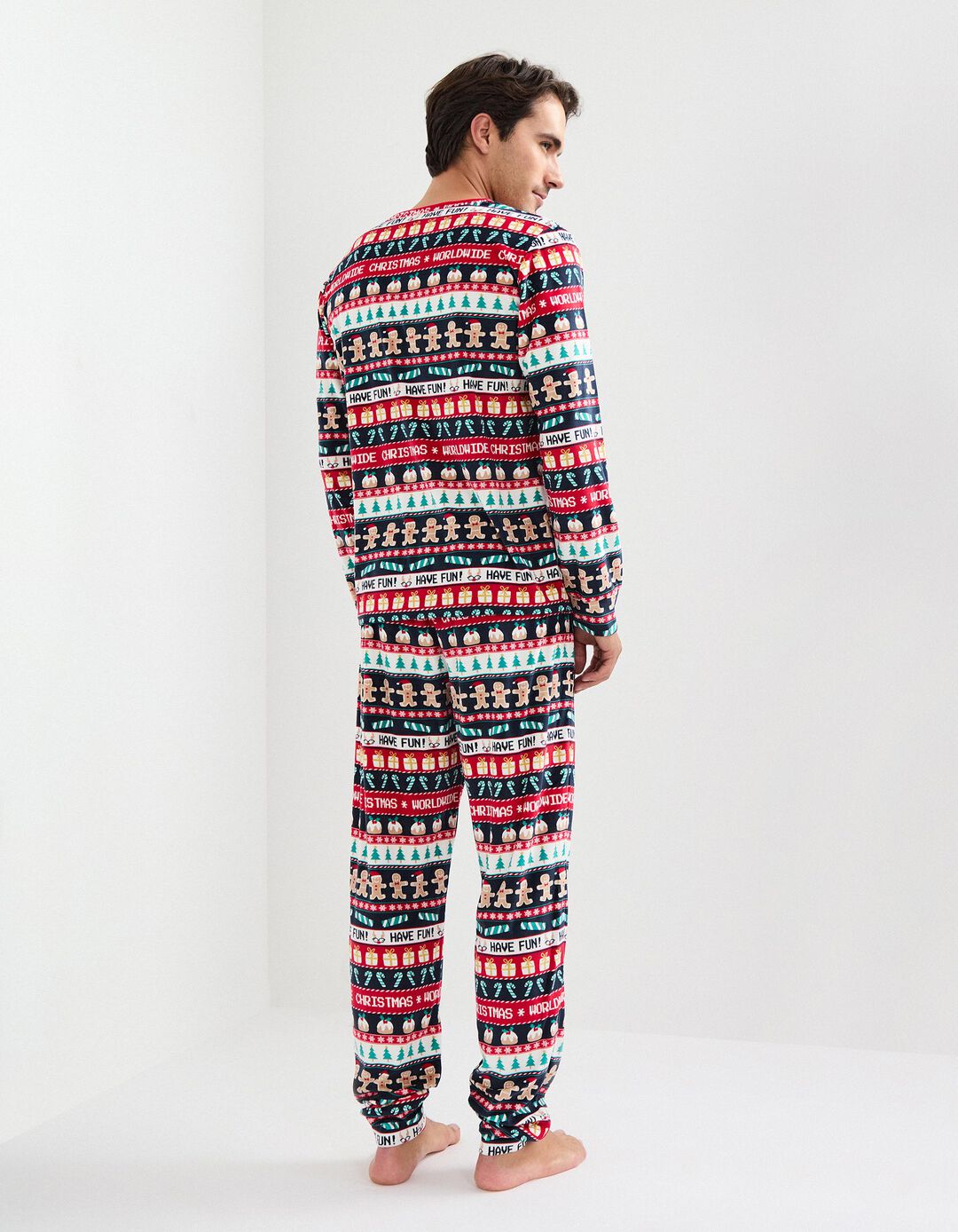 Pijama Polar de Natal, Homem, Multicor