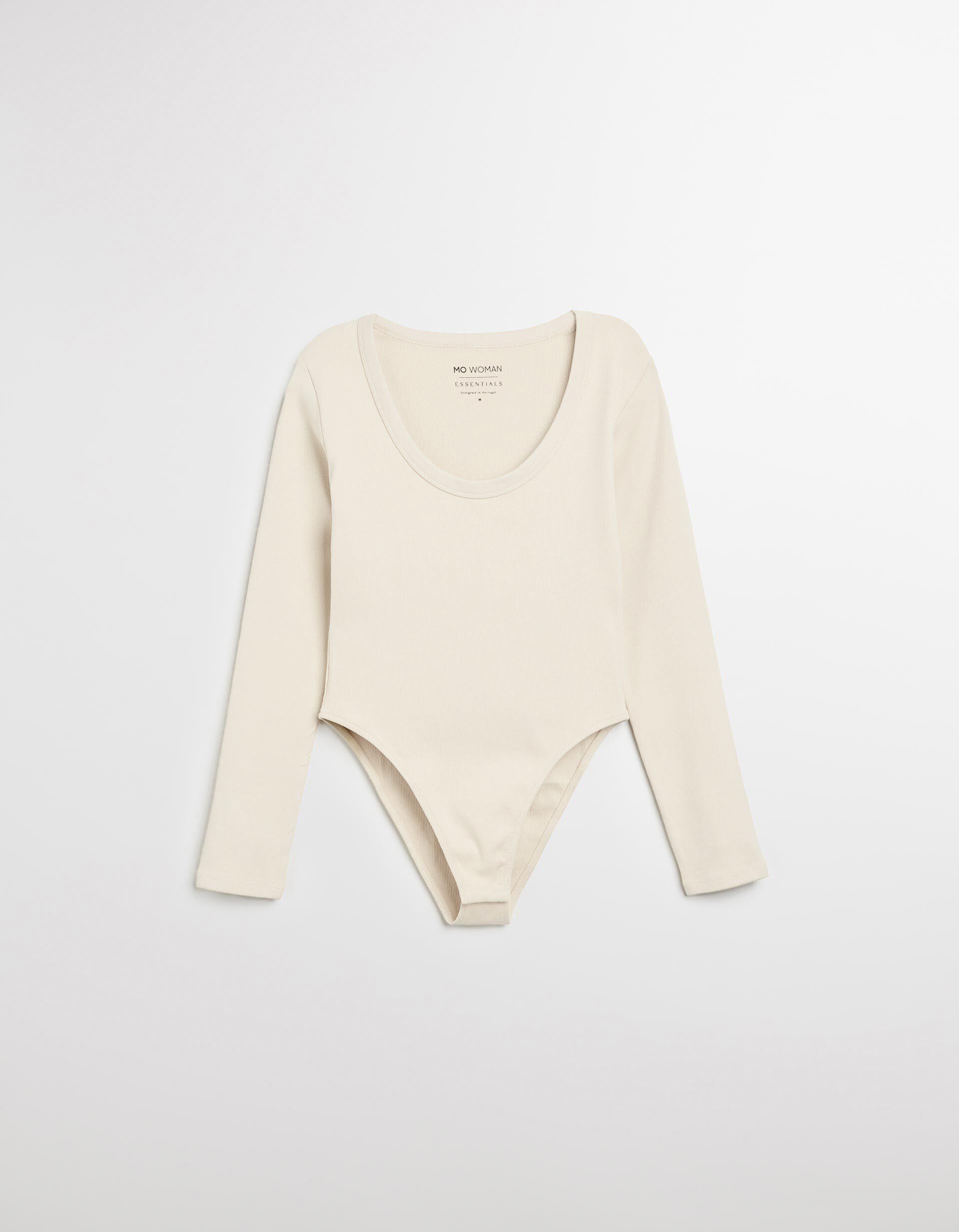 Comprar Online Body de Manga Comprida, Mulher, Bege Claro