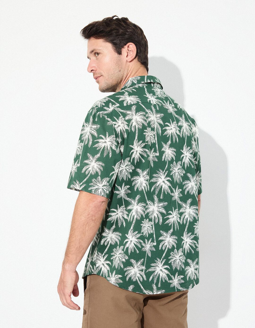 Camisa de Manga Curta, Homem, Verde Escuro 