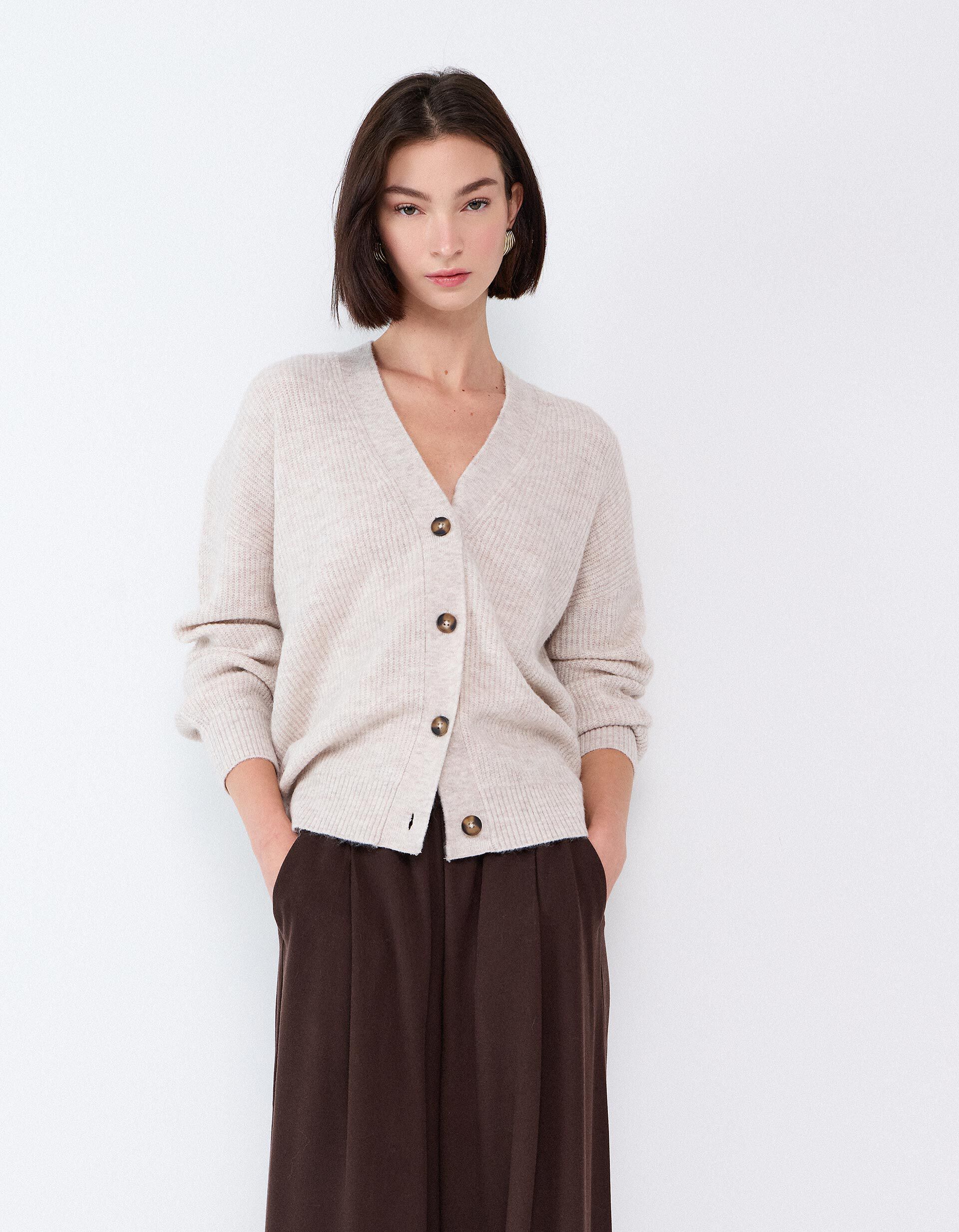 Comprar Online Casaco De Malha, Mulher, Bege Claro