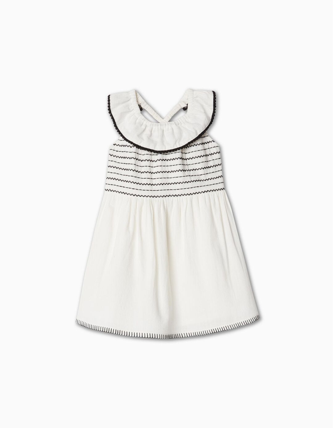 Rustic Frill Dress, Baby Girl, White