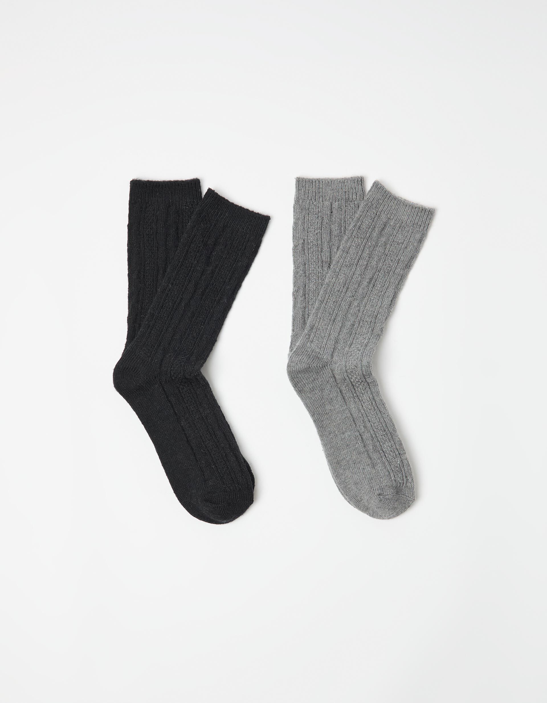 Comprar Online Pack 2 Pares de Meias com L&atilde;, Mulher, Preto