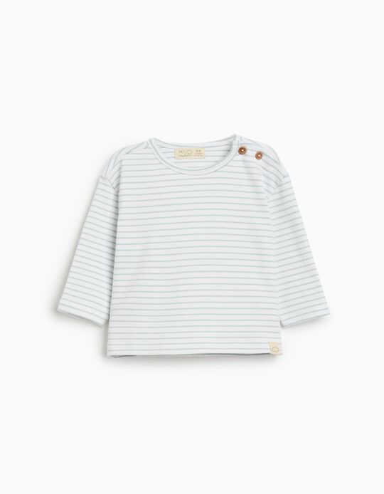 Comprar Online T-shirt de Manga Comprida com Riscas, Recém-nascido, Azul Claro