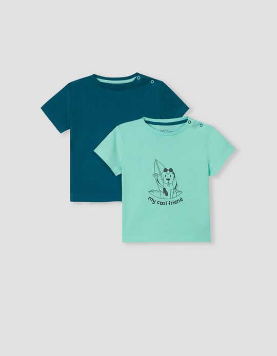Pack 2 T-shirts, Bebé Menino, Verde Claro