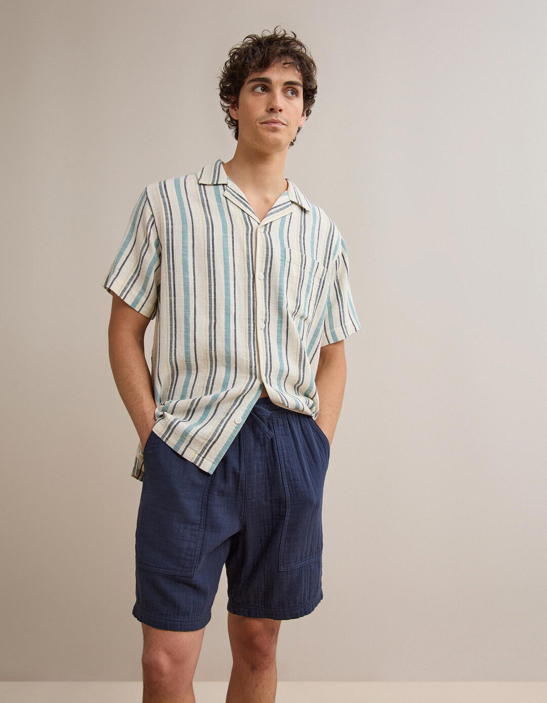 Camisa Riscas, Homem, Azul