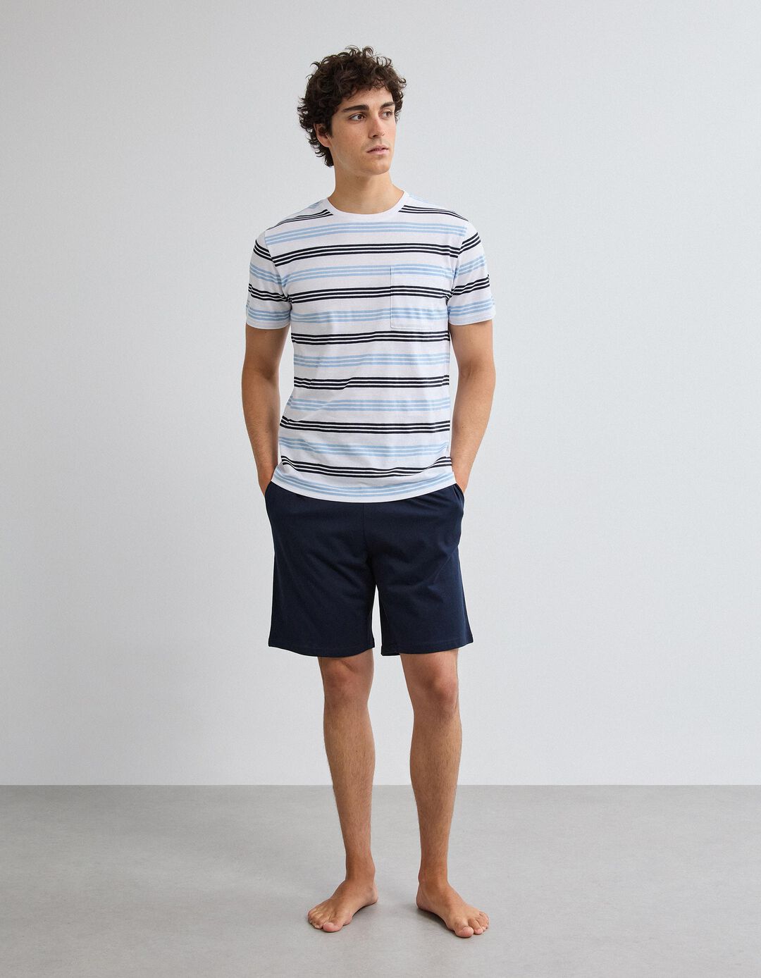 Pijama Riscas, Homem, Branco
