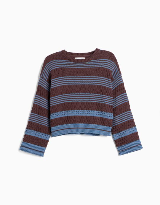 Comprar Online Camisola Tricotada &Agrave;s Riscas, Menina, Castanho