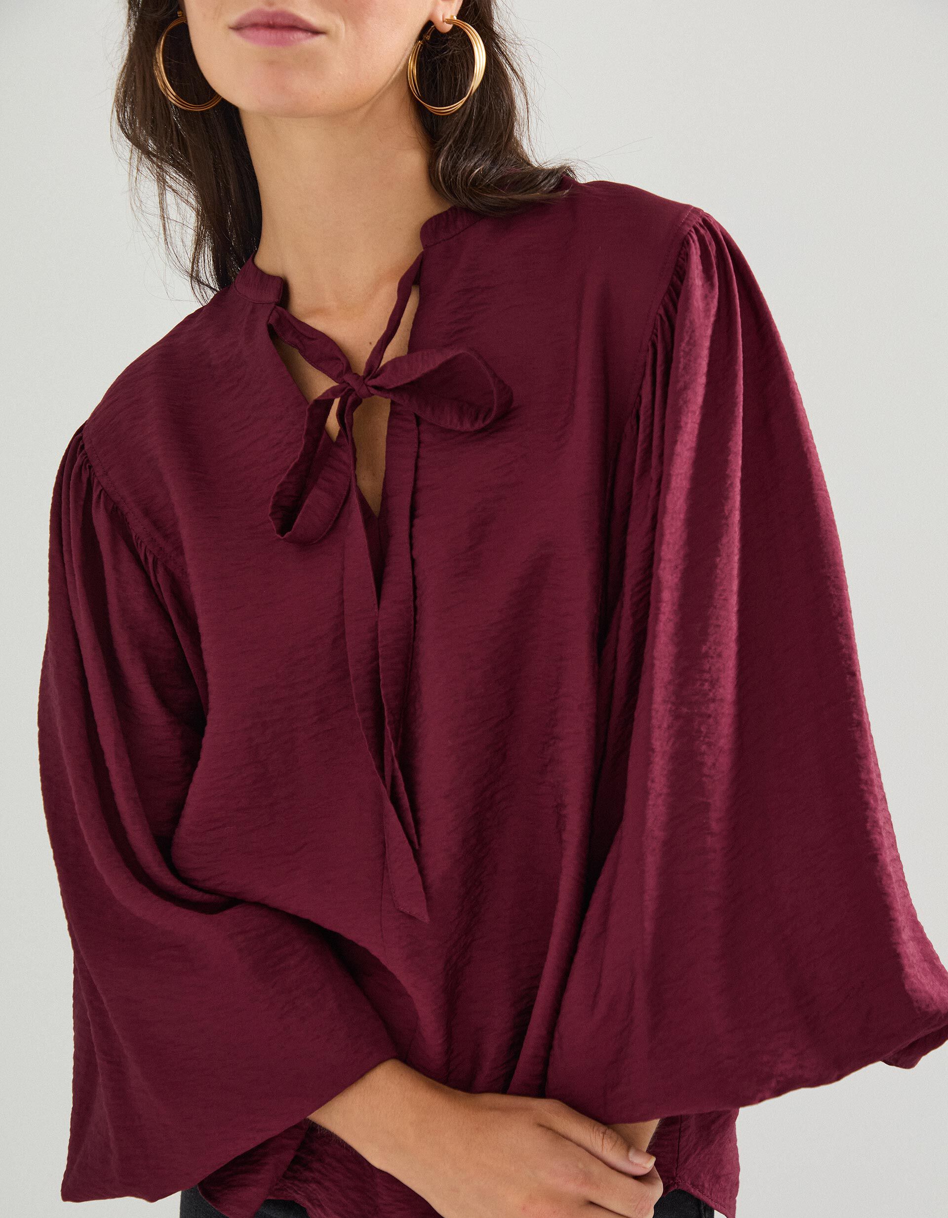 Comprar Online Blusa com Viscose, Mulher, Vermelho Escuro
