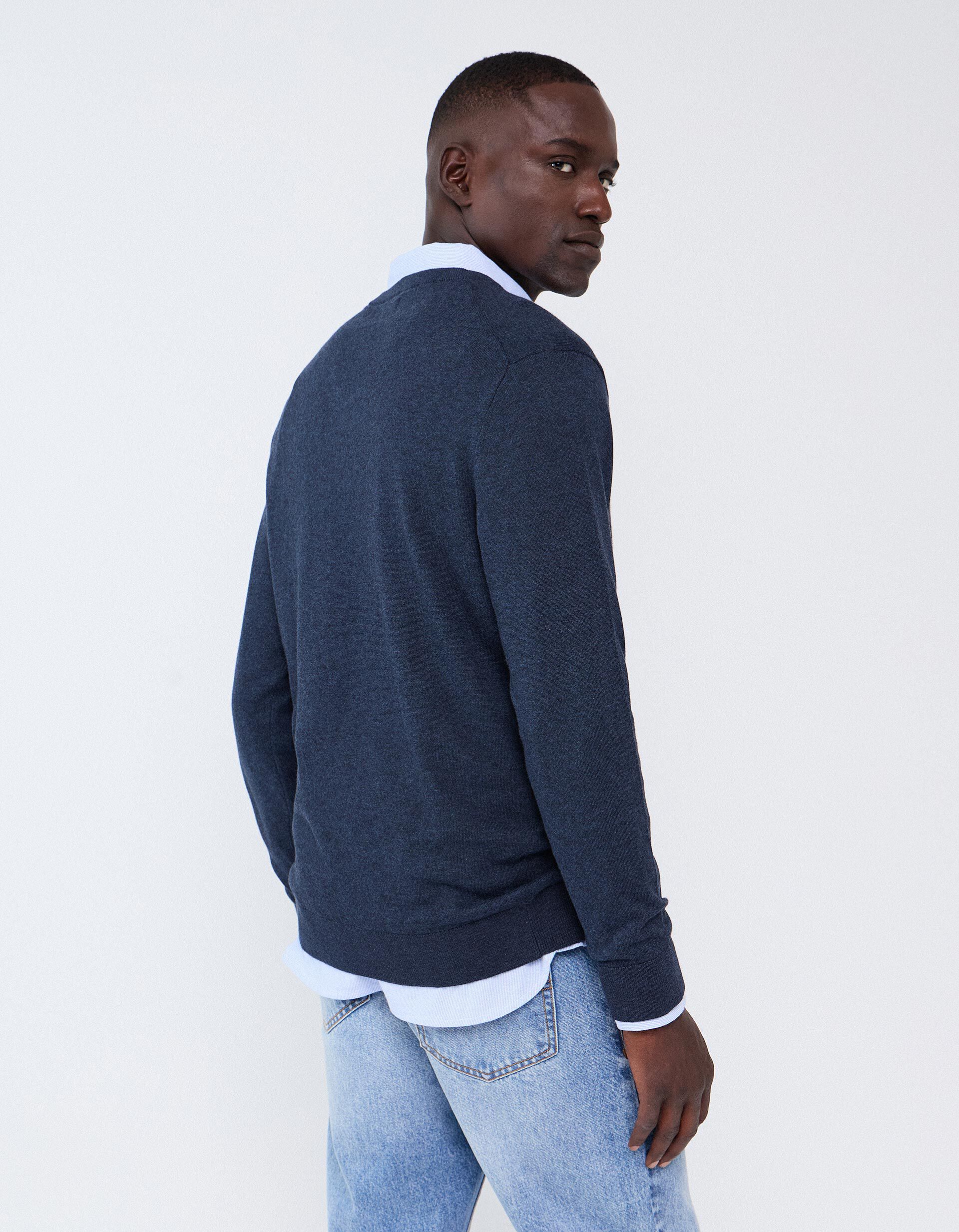 Comprar Online Camisola De Malha Com Caxemira, Homem, Azul Escuro