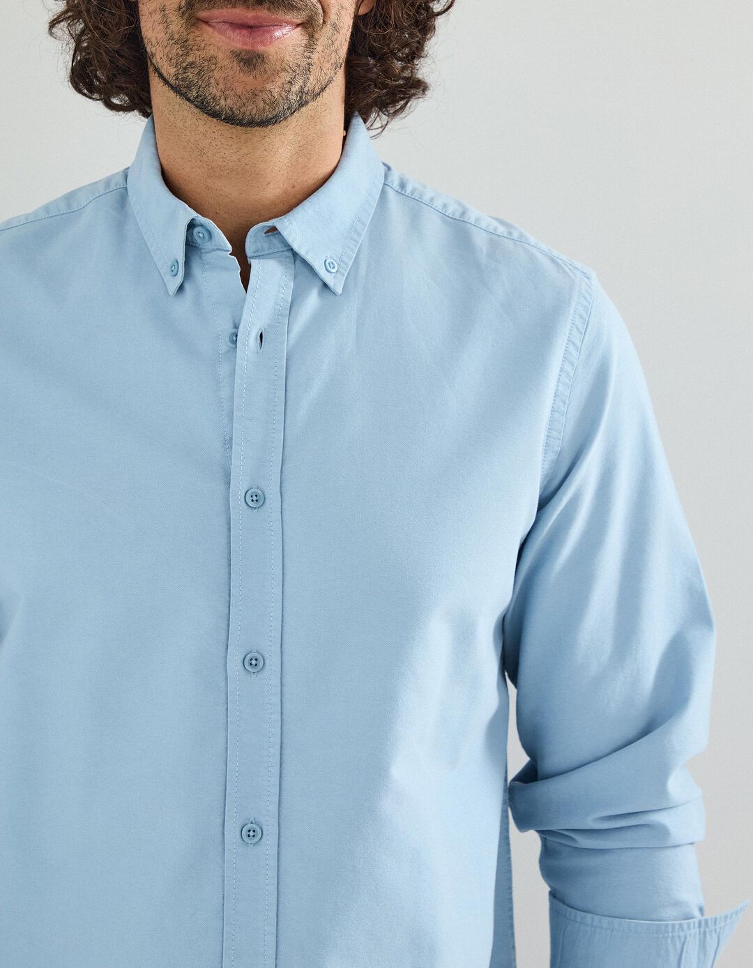 Camisa de Manga Comprida Oxford, Homem, Azul