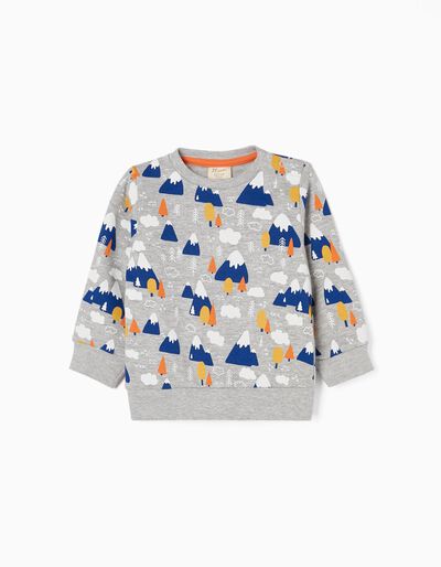 Cotton Sweatshirt for Baby Boys 'Mountains', Grey